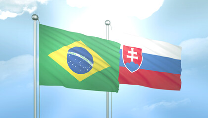 Brazil and Slovakia Flag Together A Concept of Relations