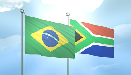 Brazil and South Africa Flag Together A Concept of Relations