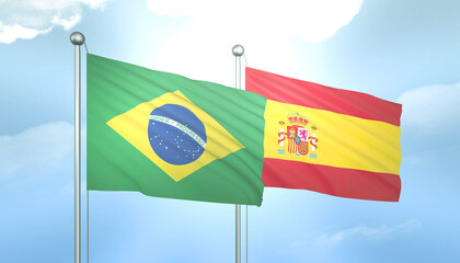 Brazil and Spain Flag Together A Concept of Relations