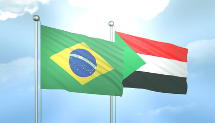 Brazil and Sudan Flag Together A Concept of Relations