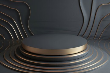 Metallic Sphere With Gold Lines