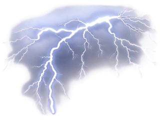  Lightning streaks across dark storm clouds in a powerful thunderstorm at night