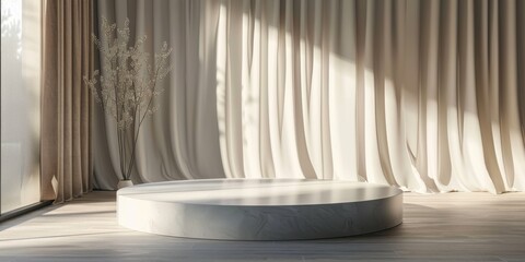 Round White Table in Front of Window