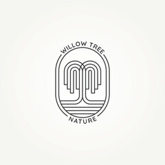 minimalist willow tree nature line art emblem icon logo vector illustration design. simple modern recycling, environment associations, wellness centers badge logo concept © BLAZYBONE