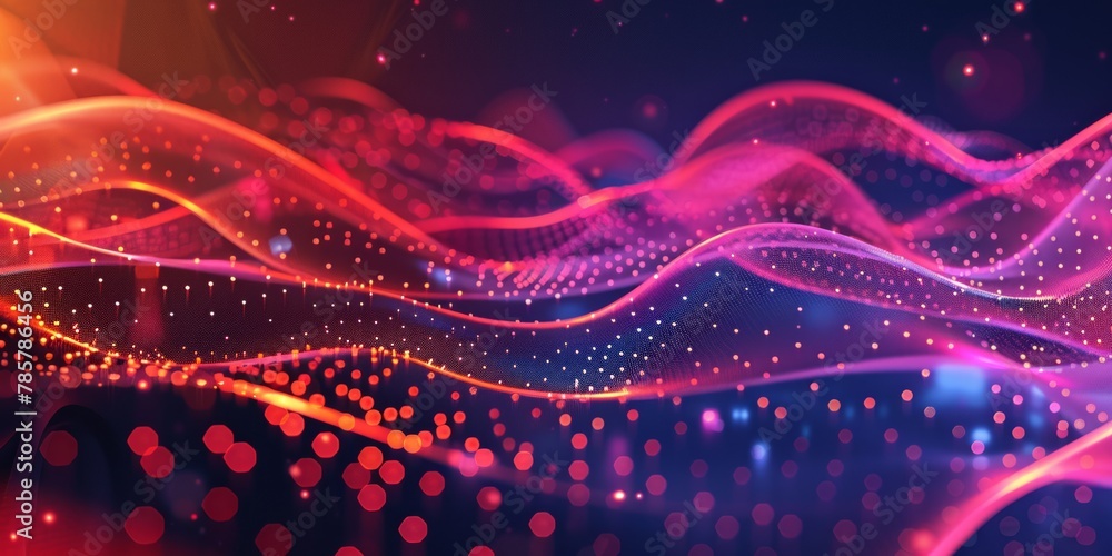 Poster wave of vibrant colors with intricate dots and swirls, creating a mesmerizing and energetic composit