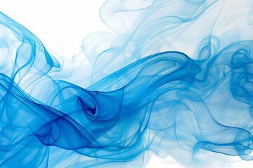 abstract blue smoke on white background fluid ink swirl texture