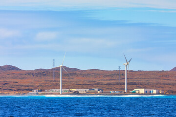 Wind Turbines on the Atlantic Ocean in Tenerife Canary Islands Spain