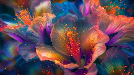 Fototapeta na wymiar Immerse yourself in a world of vibrant hues as these colorful flowers ignite in an explosive display.