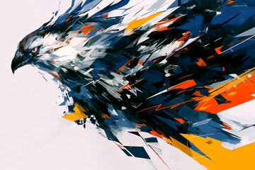 動き出す勢いの抽象的な鷹のイラスト