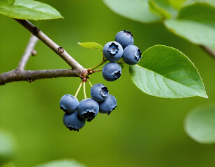 Fresh Blueberries on a Branch