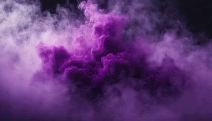 Fotobehang ai genertative of hyper realistic of a purple thick smoke with dark backgrounds © Meri Fitrah