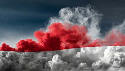 ai genertative of hyper realistic of a indonesian flag with the clouds
