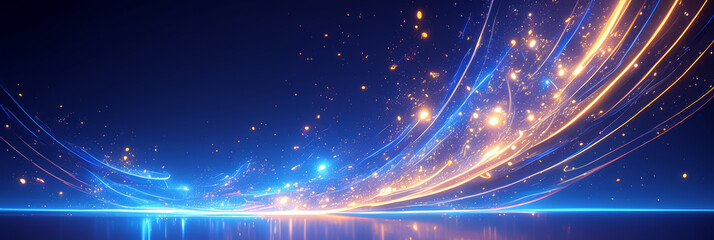 Fototapeta premium Abstract light and wave curve background image for banner. Fantasy background concept.