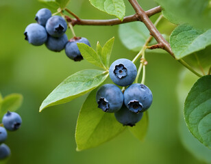 Fresh Blueberries on a Branch