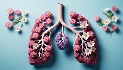 Illustrator of flowers representing human lungs day created with generative ai. - obrazy, fototapety, plakaty