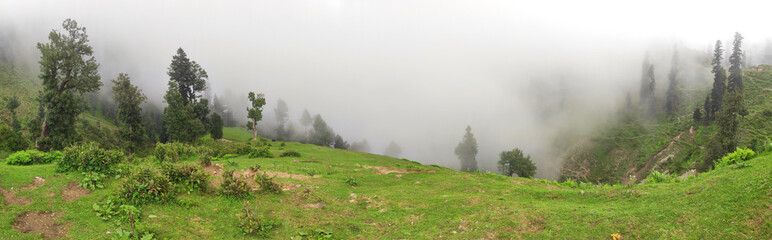 Foggy Nature Panoramic Wallpaper from the Northern Area of Pakistan