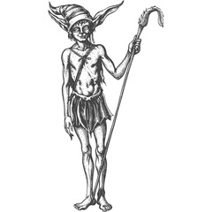 elf full body images using Old engraving style body black color only