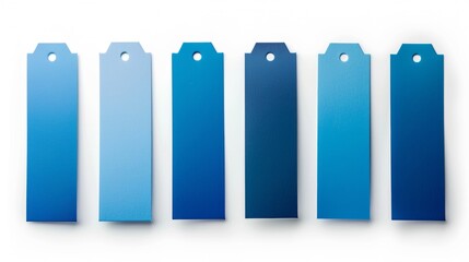 Set of blank mockup bookmarks in different shades of blue perfect for oceanthemed books. .
