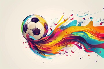 artistic soccer ball illustration with dynamic colorful abstract elements modern sports vector design