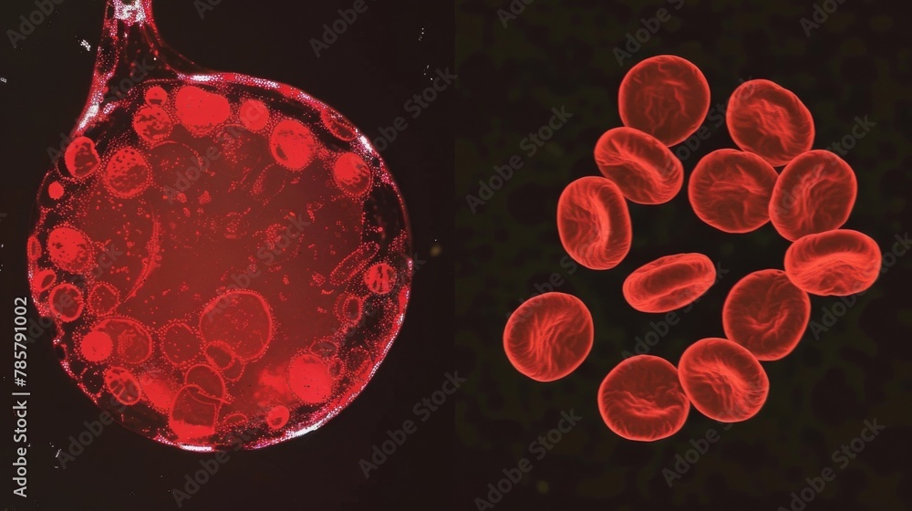 Aufkleber a splitscreen comparison of a healthy and sickleshaped red cell showcasing the drastic change in sha