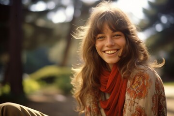 Caucasian American hippie woman in the 1970s