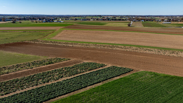 Aerial View of Patchwork Farmland