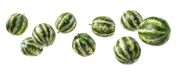 Watermelons floating over white transparent background