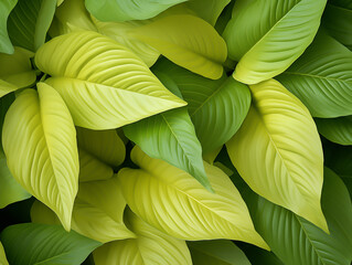 closeup of light green leaves, their texture and shape rendered in intricate detail. The background...