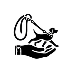 Dog on leash in hand icon