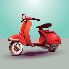 red moped vintage vector illustration
