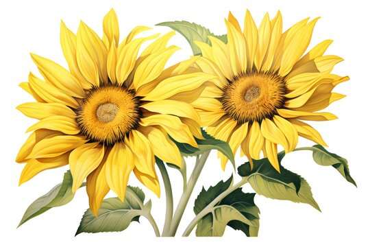 Sunflower bouquet isolated on white background. Vector illustration. EPS 10