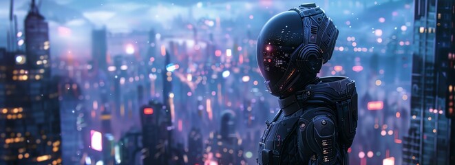 Alien figure, cityscape background, scifi ambiance, intricate details