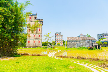 Diaolou Group in Zili Village, Kaiping Diaolou, Jiangmen, Guangdong, China