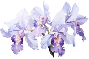 Beautiful purple iris flowers isolated on white background. Vector illustration.