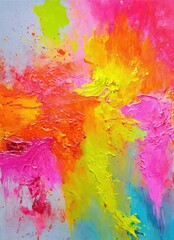 Contemporary fluorescent colors painting with oil paint blending on canvas. Modern poster for wall decoration	