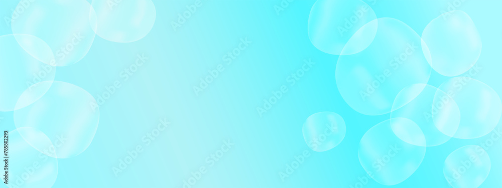 Poster vector blue background with gradient and round transparent bubbles for web projects, wallpapers. del