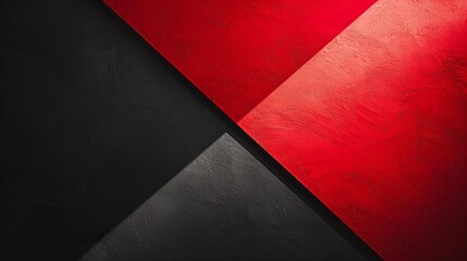 Vibrant Red and Black Abstract Background with Geometric Shapes, Modern Art Design