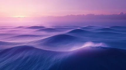 Foto auf Acrylglas Morgen mit Nebel Tranquil Ocean Waves under Soft Morning Light, Creating a Serene Ambiance
