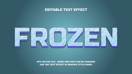 Editable Text Effect Frozen 3D Vector Template