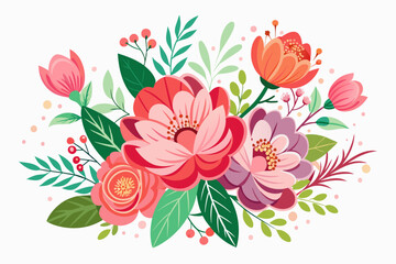 Beautiful and charming bouquet of flowers on a white background.