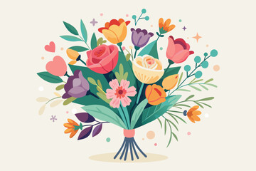 Charming bouquets of vibrant flowers adorn a pristine white background, creating a captivating visual display.