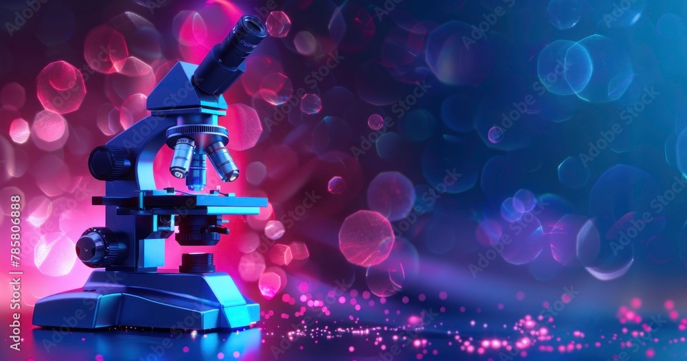 Poster microscope with modern background digital screen network