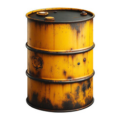 Yellow barrel on a white and transparent background