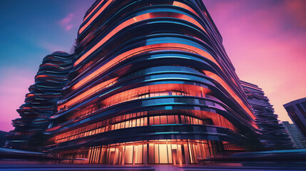 generic modern building, Futuristic Architecture at Dusk