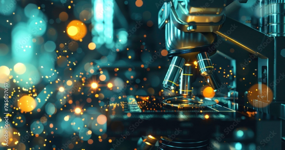 Poster microscope with modern background digital screen network