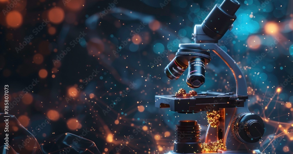 Poster microscope with modern background digital screen network