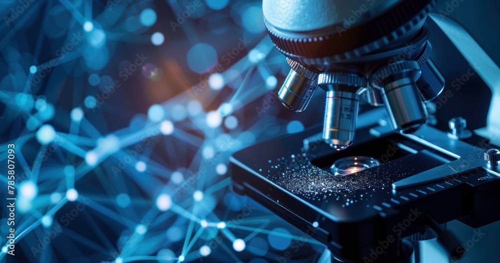 Poster microscope with modern background digital screen network