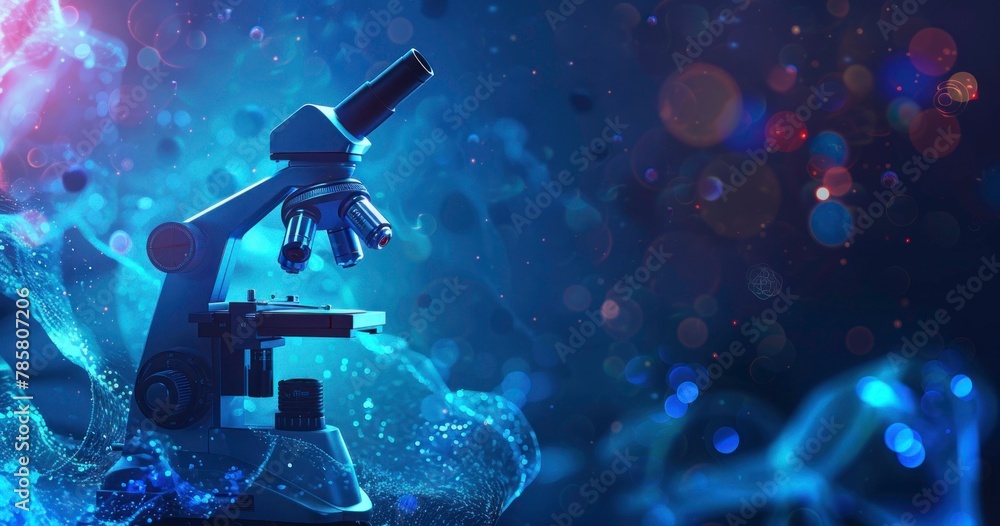 Poster microscope with modern background digital screen network