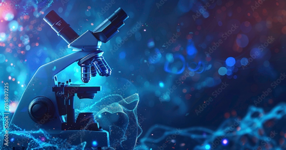 Poster microscope with modern background digital screen network