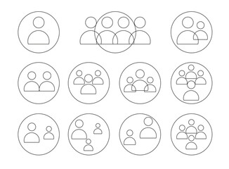 Icon set of people pack circle group editable